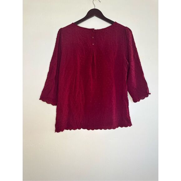 Maeve Burgundy Red Islet Blouse With Scalloped Hem Size 12 - Picture 5 of 5